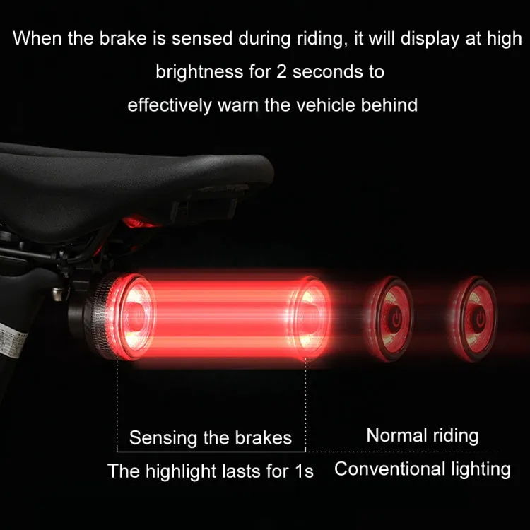 Round Bicycle Intelligent Induction Brake Taillight Night Riding Warning Light, Color: Dual Bracket Model