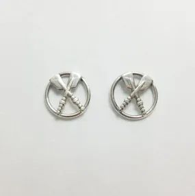 Rowing Open Circle with Crossed Oars Post Earrings made by Rubini Jewelers.