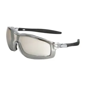 RT129AF MCR Safety RT1 Series Safety Glasses, I/O Clear Mirror Lens, Silver Frame