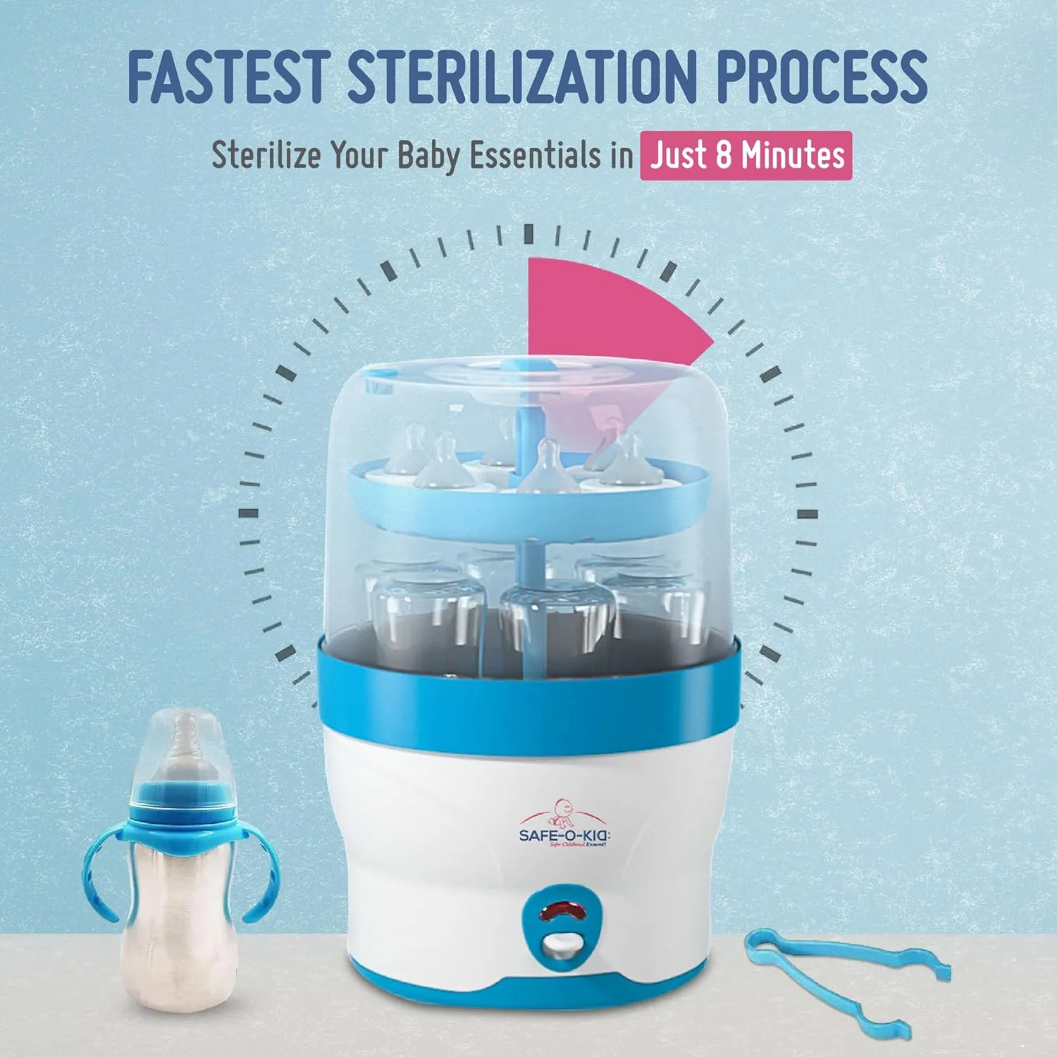 Safe-O-Kid® 6 Bottles Advanced Sterilizer for Feeding Bottles- Large Capacity