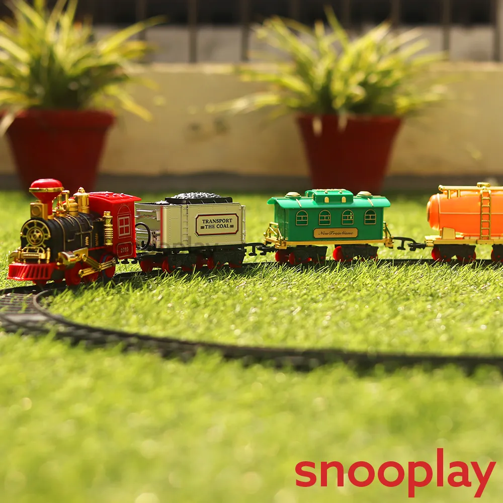 Smoke Engine Toy Train with Light & Sound (Battery Operated) - 12 pieces