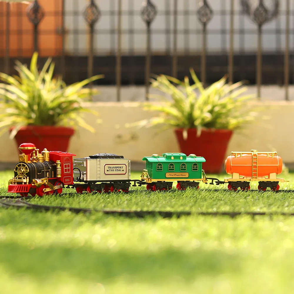 Smoke Engine Toy Train with Light & Sound (Battery Operated) - 12 pieces