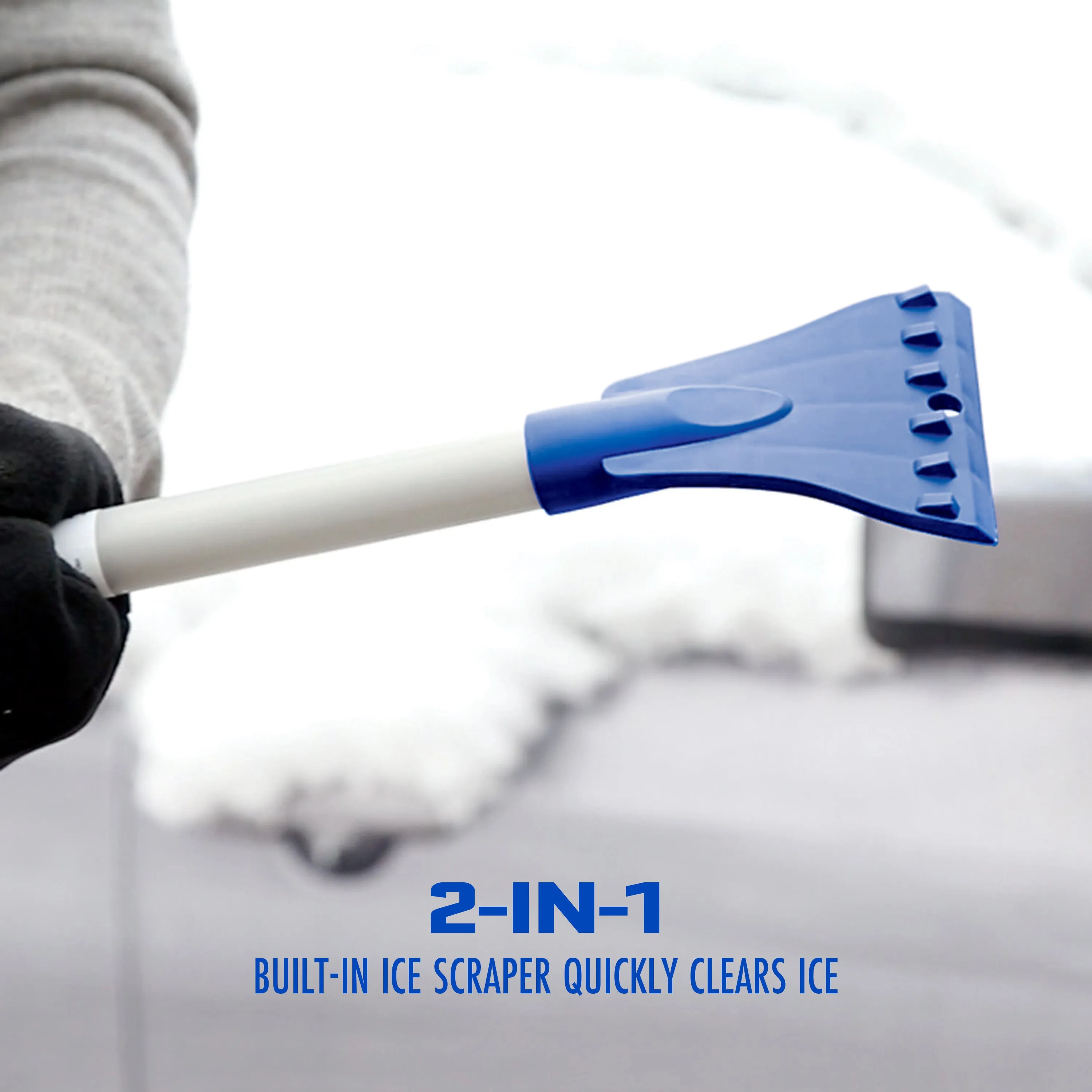 Snow Joe SJBLZD The Original 2-In-1 Telescoping Snow Broom   Ice Scraper | 18-Inch No-Scratch Foam Head, Closed Cell Foam for No Water Absorption