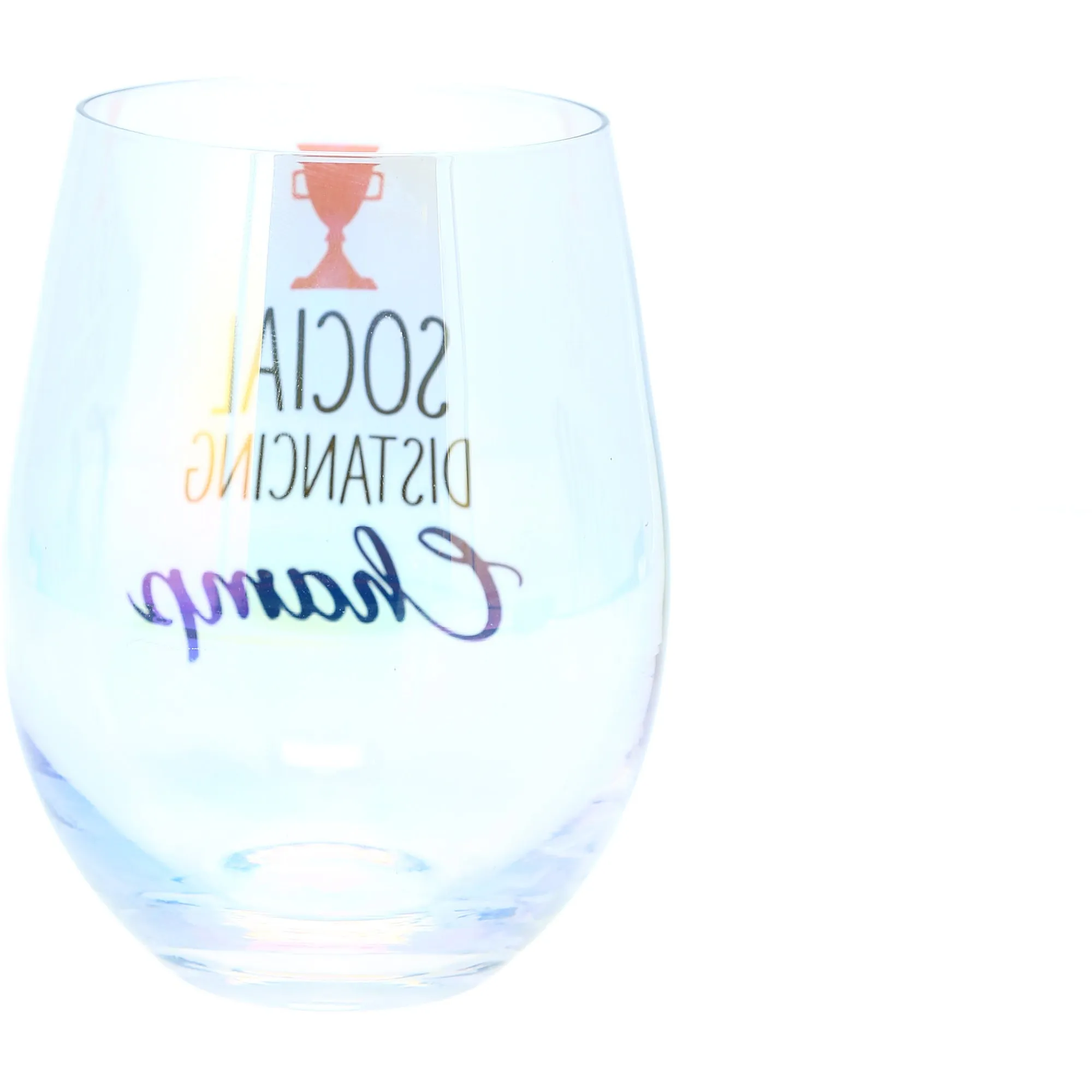 Social Distancing Champ 18 oz Stemless Wine Glass