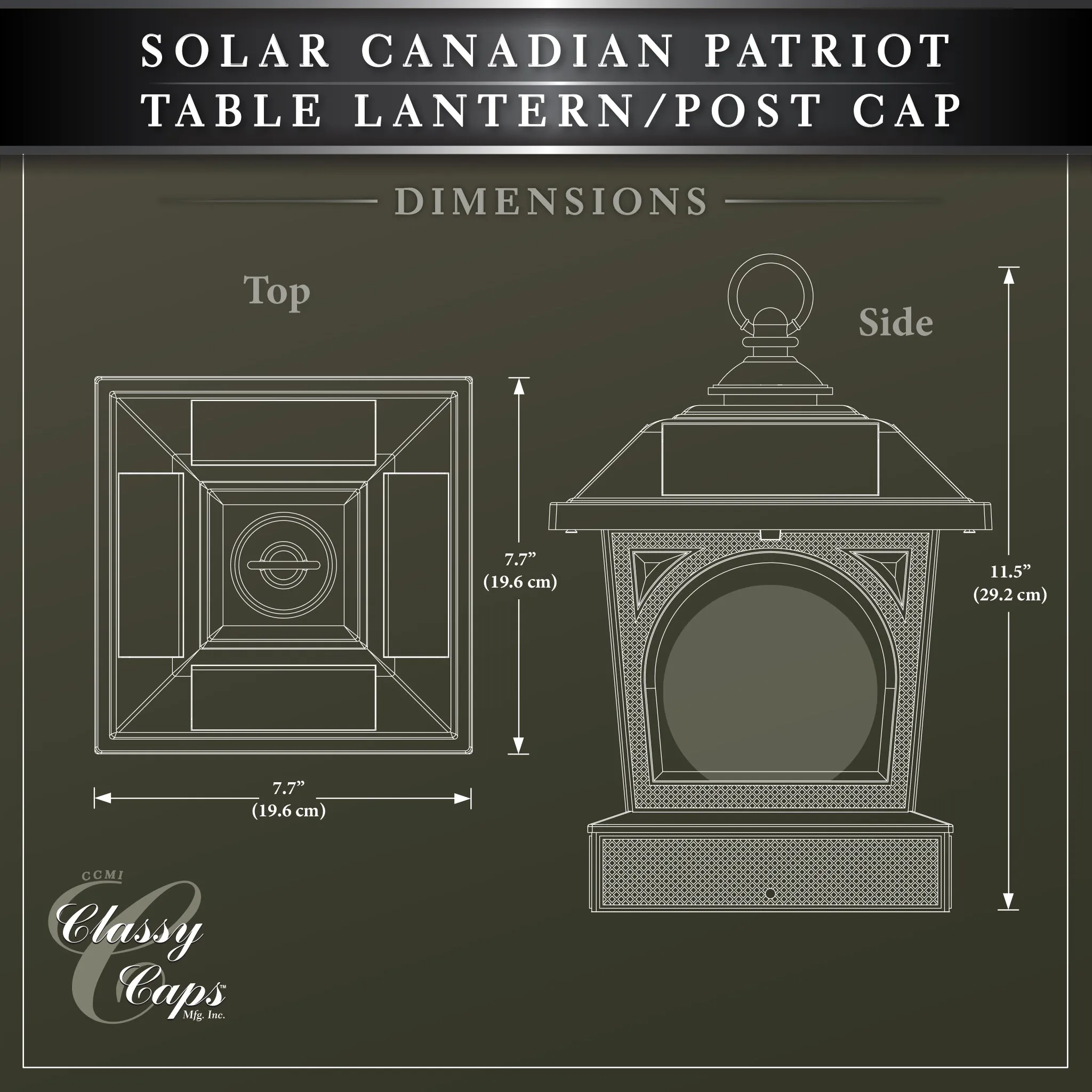 Solar Canadian Patriot Table Lantern/Post Cap