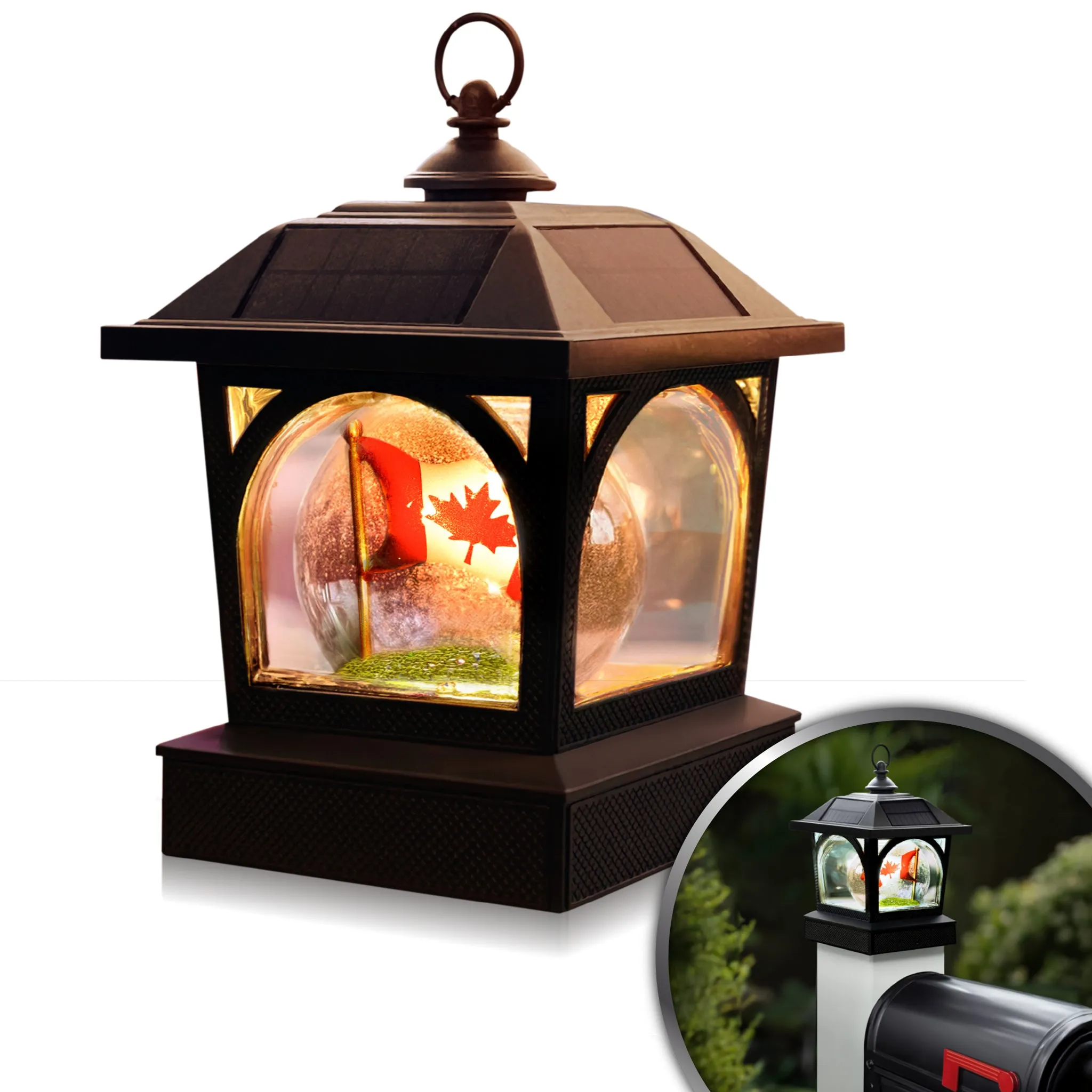 Solar Canadian Patriot Table Lantern/Post Cap