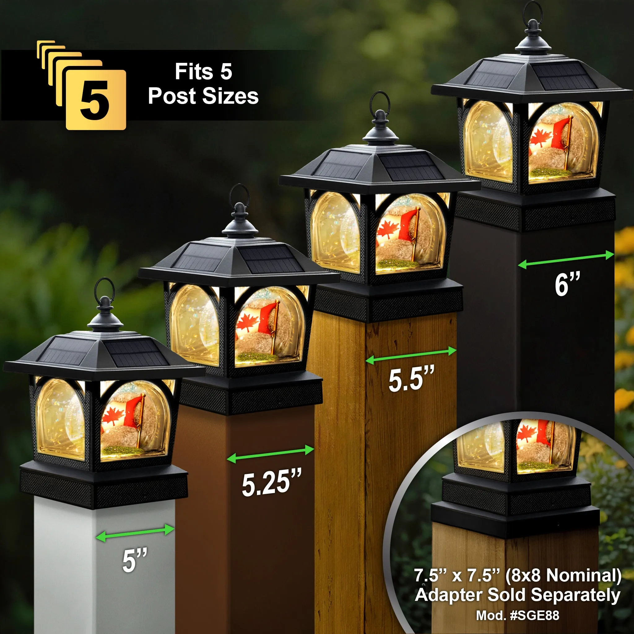 Solar Canadian Patriot Table Lantern/Post Cap