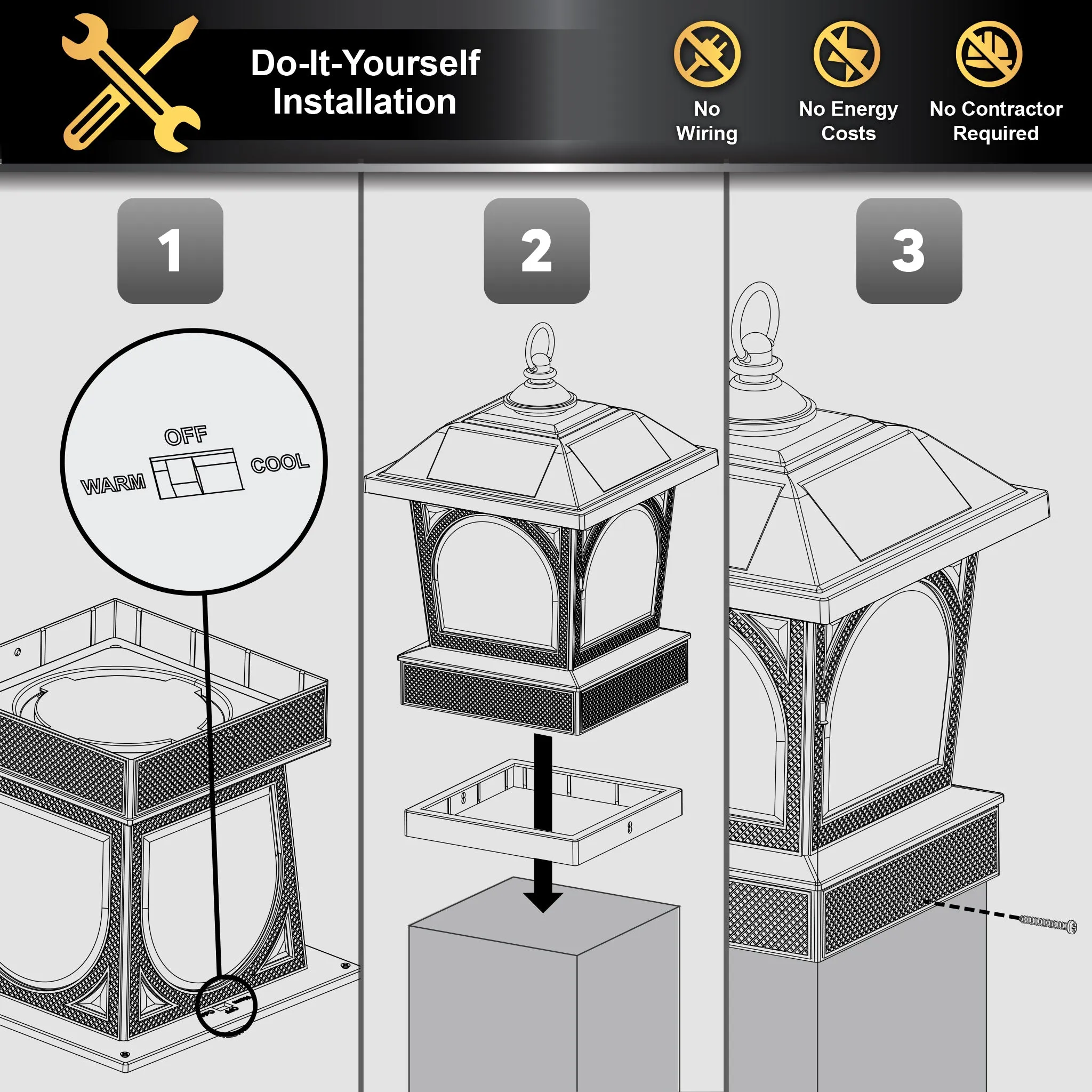 Solar Canadian Patriot Table Lantern/Post Cap