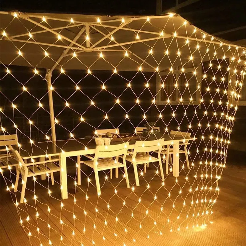 Solar LED Outdoor Net String Lights for Backyard Patio