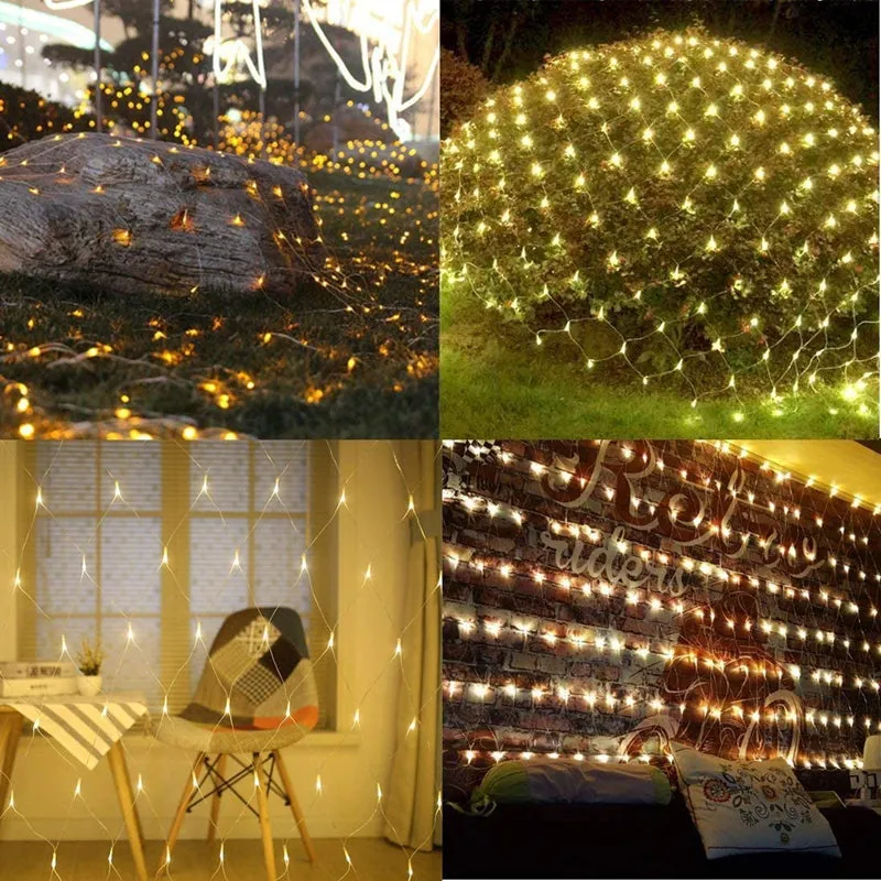 Solar LED Outdoor Net String Lights for Backyard Patio