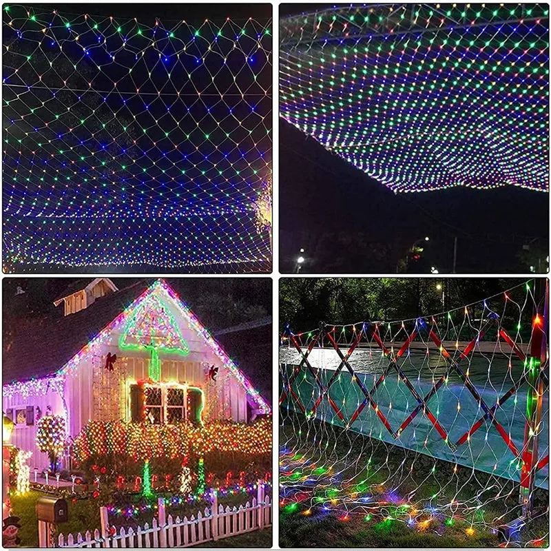 Solar LED Outdoor Net String Lights for Backyard Patio