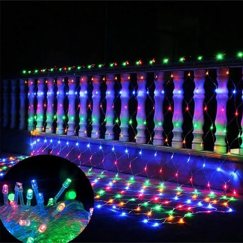 Solar LED Outdoor Net String Lights for Backyard Patio