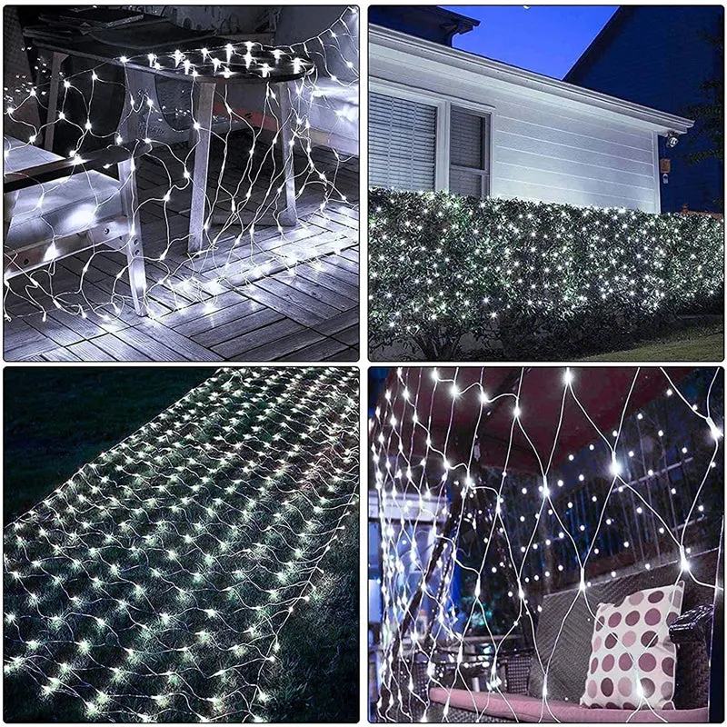 Solar LED Outdoor Net String Lights for Backyard Patio