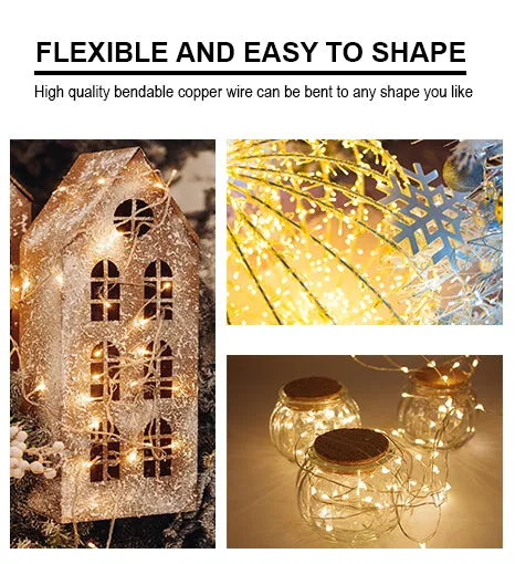 Solar Powered 200 LED 72ft Copper Wire Fairy Light 72' - 8 Light Modes