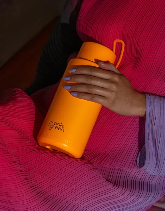 S/S Ceramic Reusable Bottle 34oz | Neon Orange