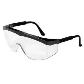 SS010 MCR Safety SS1 Series Safety Glasses, Clear Lens, Nylon Black Temple