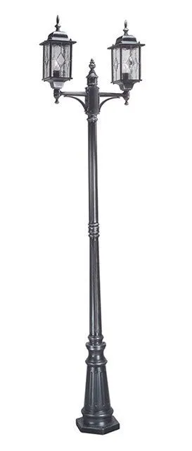 St Helier Black/Silver Outdoor Lamp Post - ID 5755