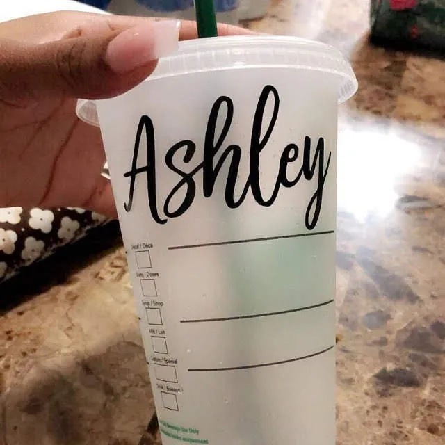 Starbucks Gold Script Name Bridal Party Custom Decal