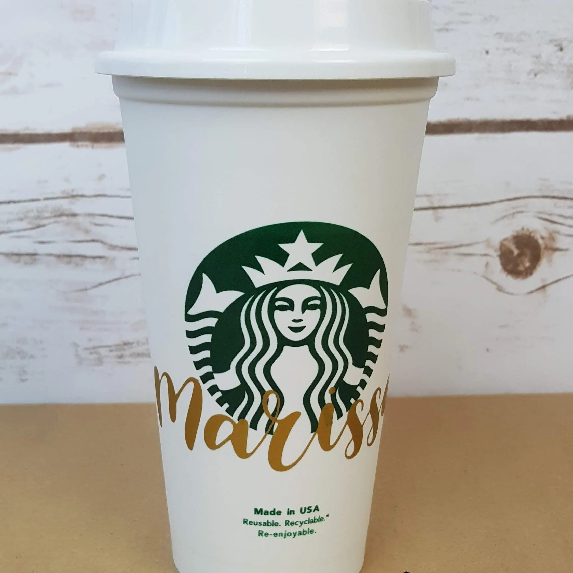 Starbucks Gold Script Name Bridal Party Custom Decal