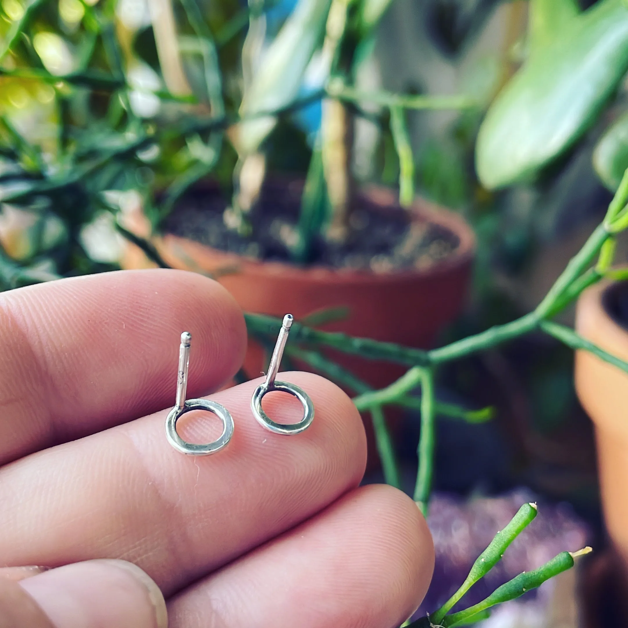 Sterling Silver Extra Small Textured Circle Posts