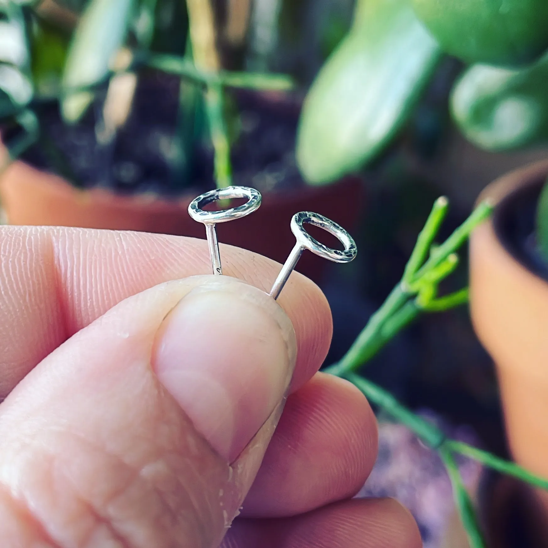 Sterling Silver Extra Small Textured Circle Posts