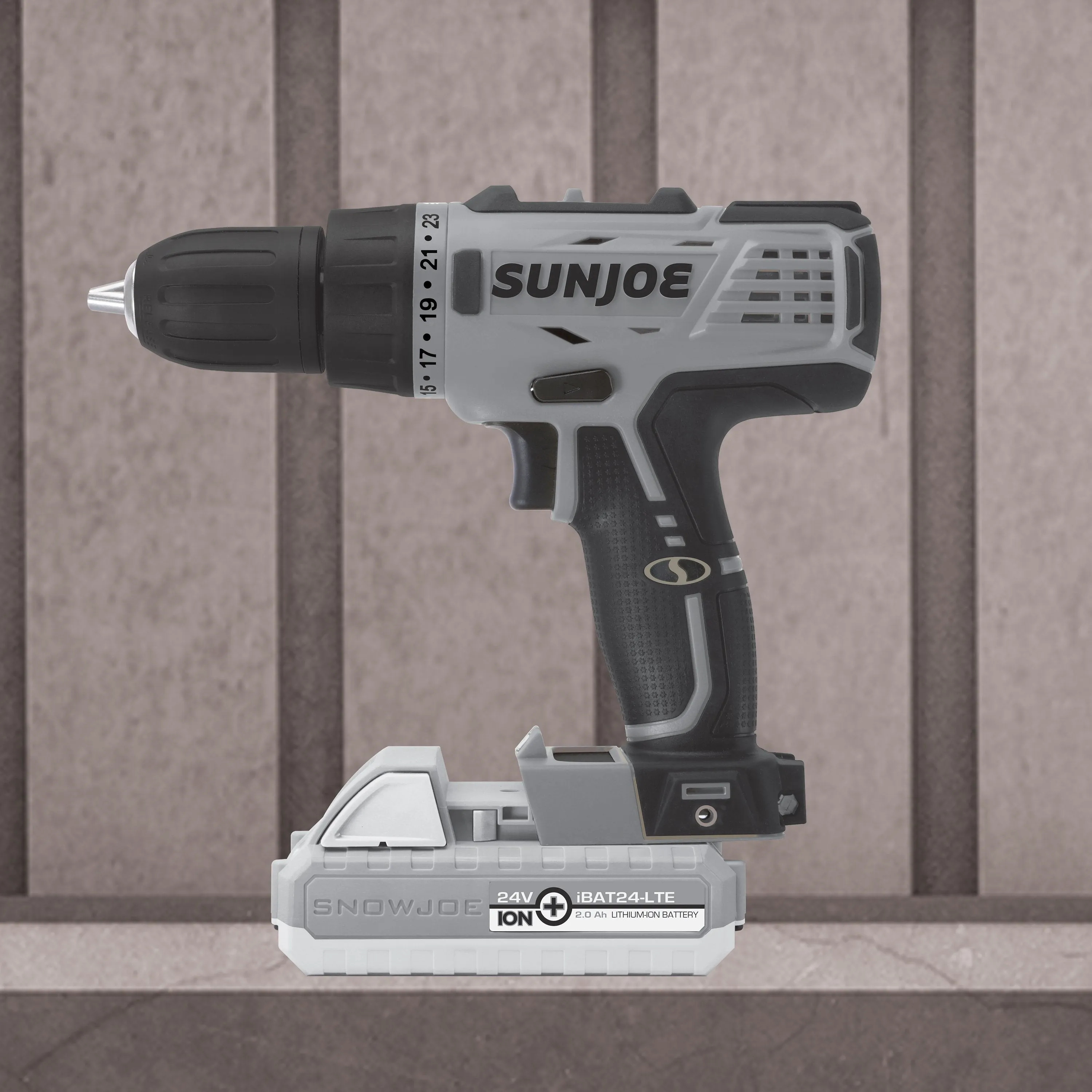 Sun Joe 24V-DD-LTE-BLK 24-Volt iON  Cordless Drill Driver Kit | W/ 2.0-Ah Battery and Charger (Black)