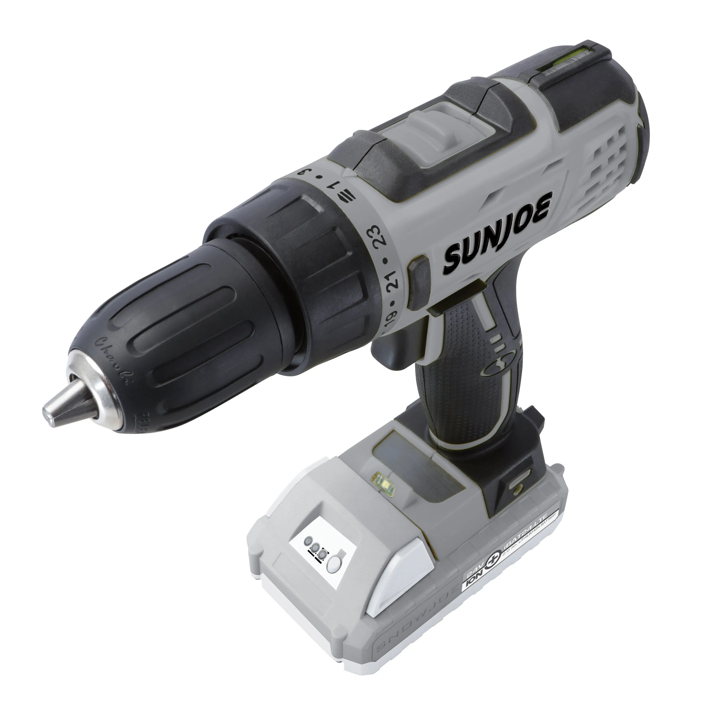 Sun Joe 24V-DD-LTE-BLK 24-Volt iON  Cordless Drill Driver Kit | W/ 2.0-Ah Battery and Charger (Black)