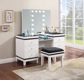 Talei 6-drawer Vanity Set with Hollywood Lighting Black and White