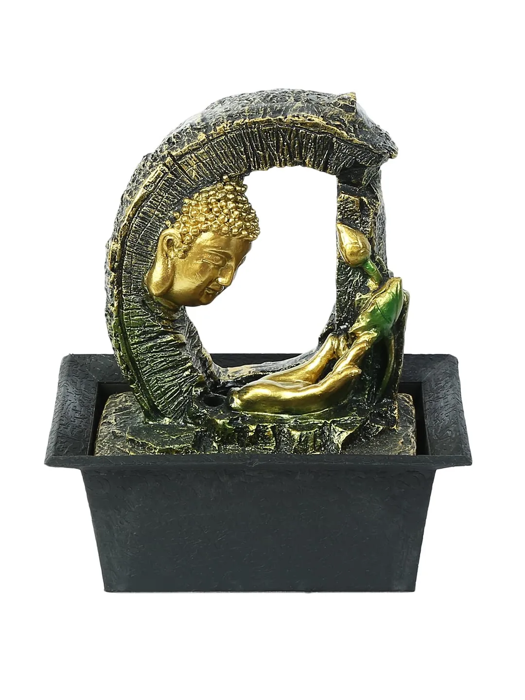 TAYHAA Arch Style Hand Sculpted Buddha Indoor Water Fountain with Light