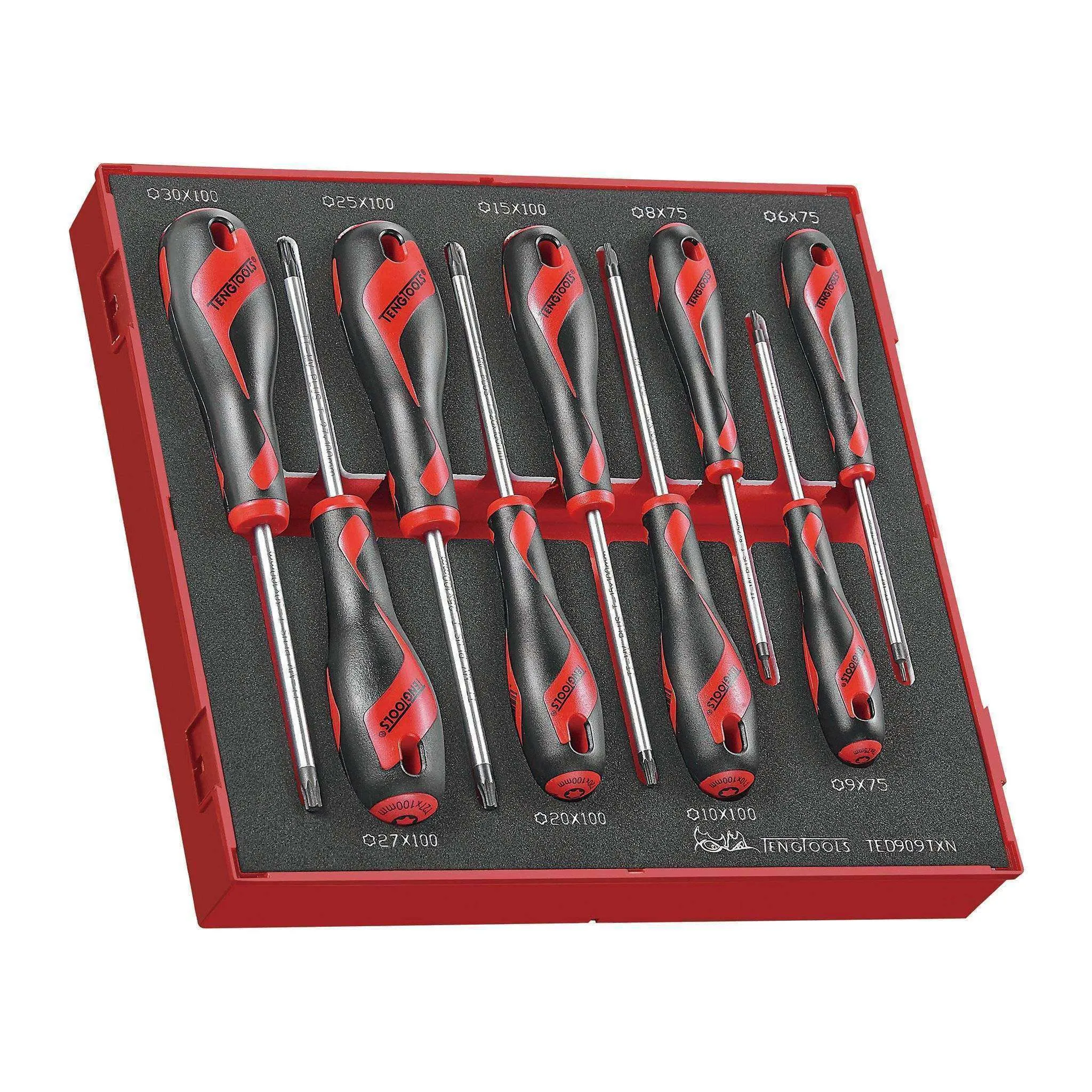 Teng Tools 9 Piece Torx Type Screwdriver Set In Precision EVA Foam Tray - TED909TXN