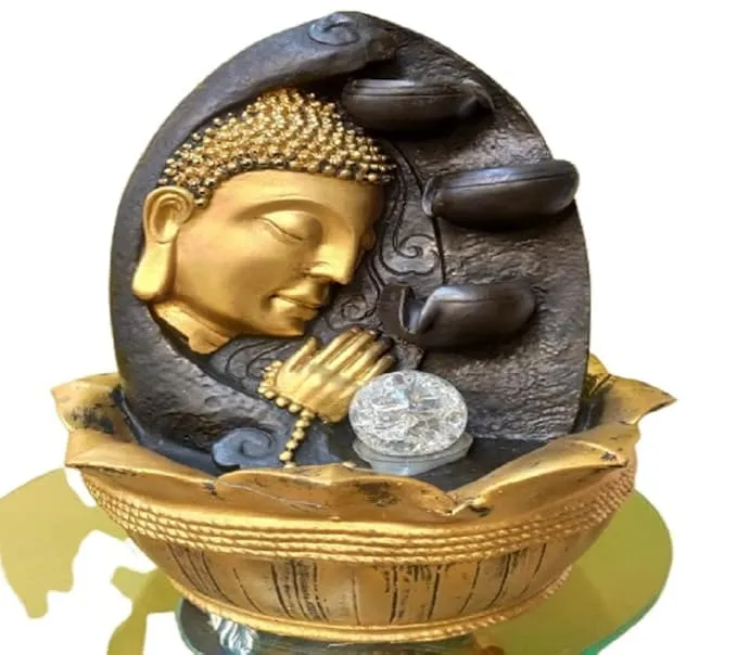 The Handicraft Store Buddha Face Indoor Water Fountain, Tabletop Water Fountain for Home Decor