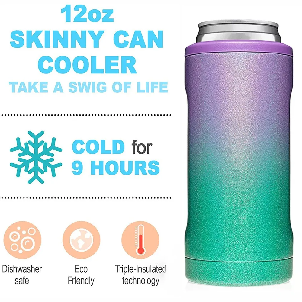 Triple Insulated Vacuum Stainless Steel 9-12 Hours 12 Oz Thin Can Cooler For Your Favorite Drink