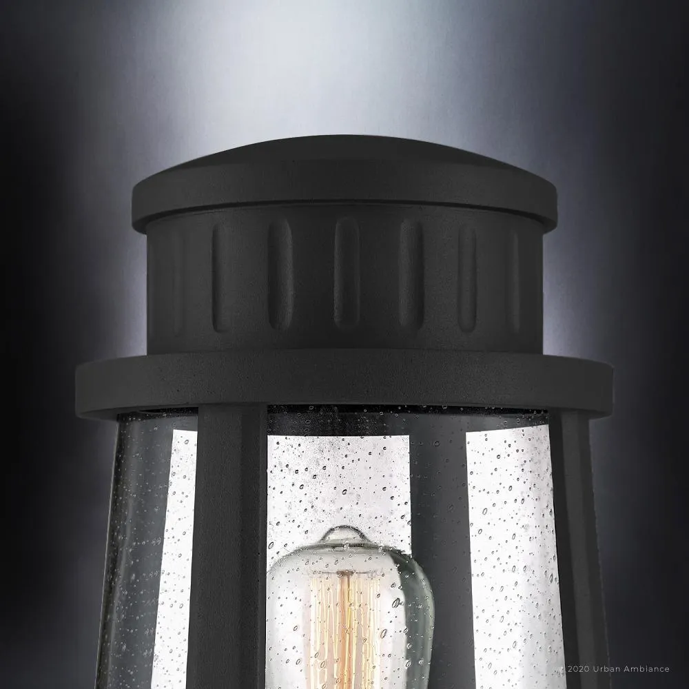 UQL1584 Tudor Outdoor Post Light 19''H x 9.75''W, Natural Black Finish, Westcliffe Collection