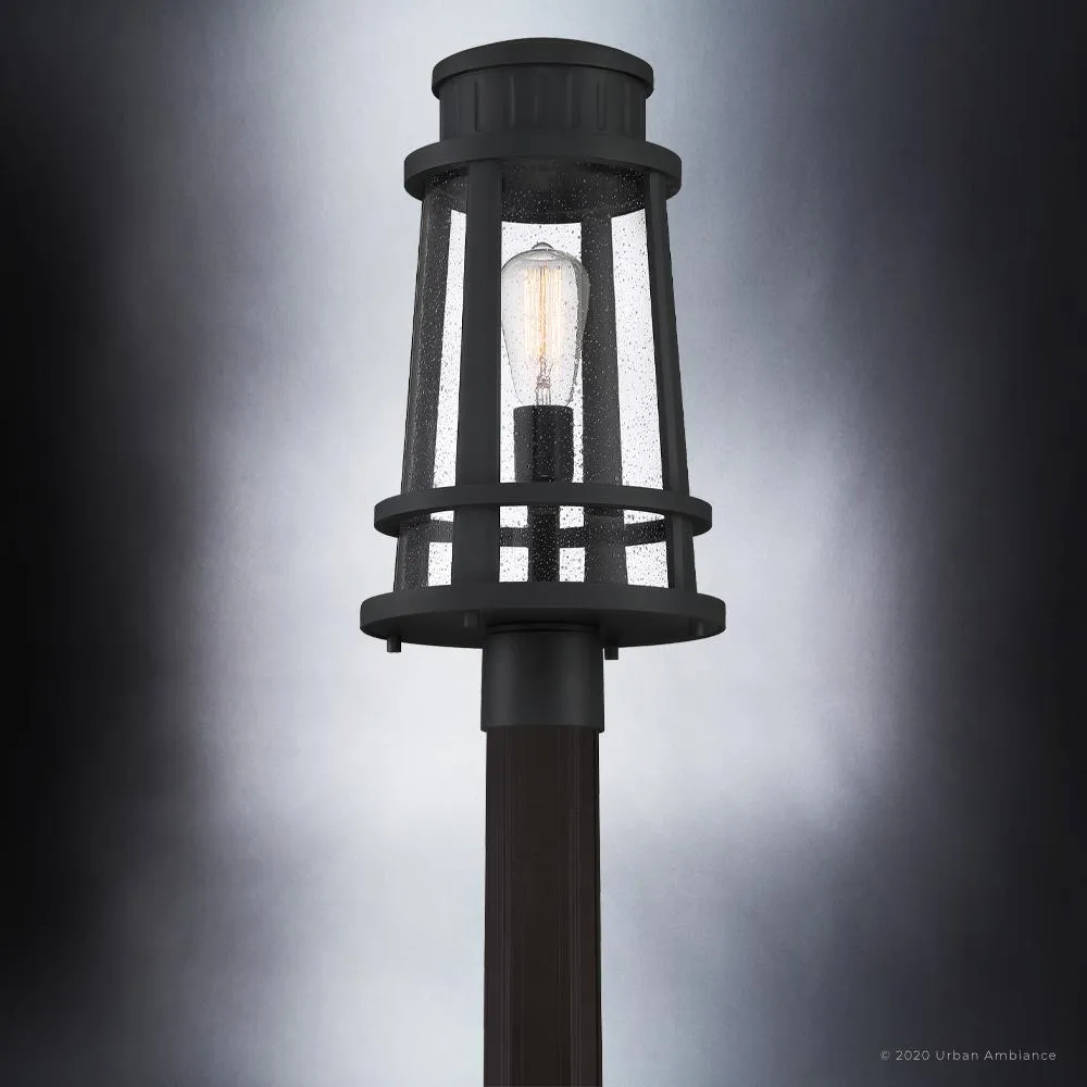 UQL1584 Tudor Outdoor Post Light 19''H x 9.75''W, Natural Black Finish, Westcliffe Collection