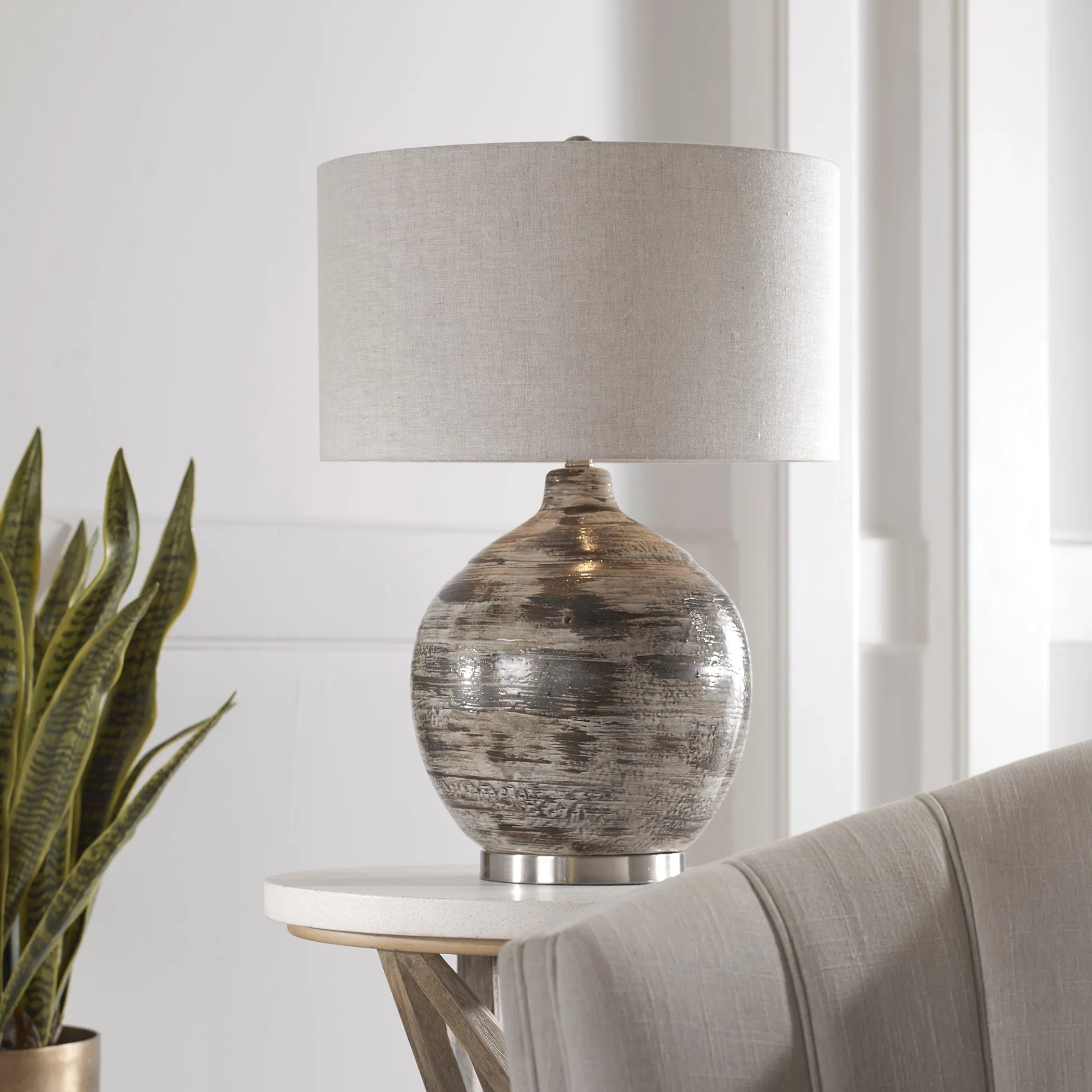 Uttermost Tamula Distressed Ivory Table Lamp