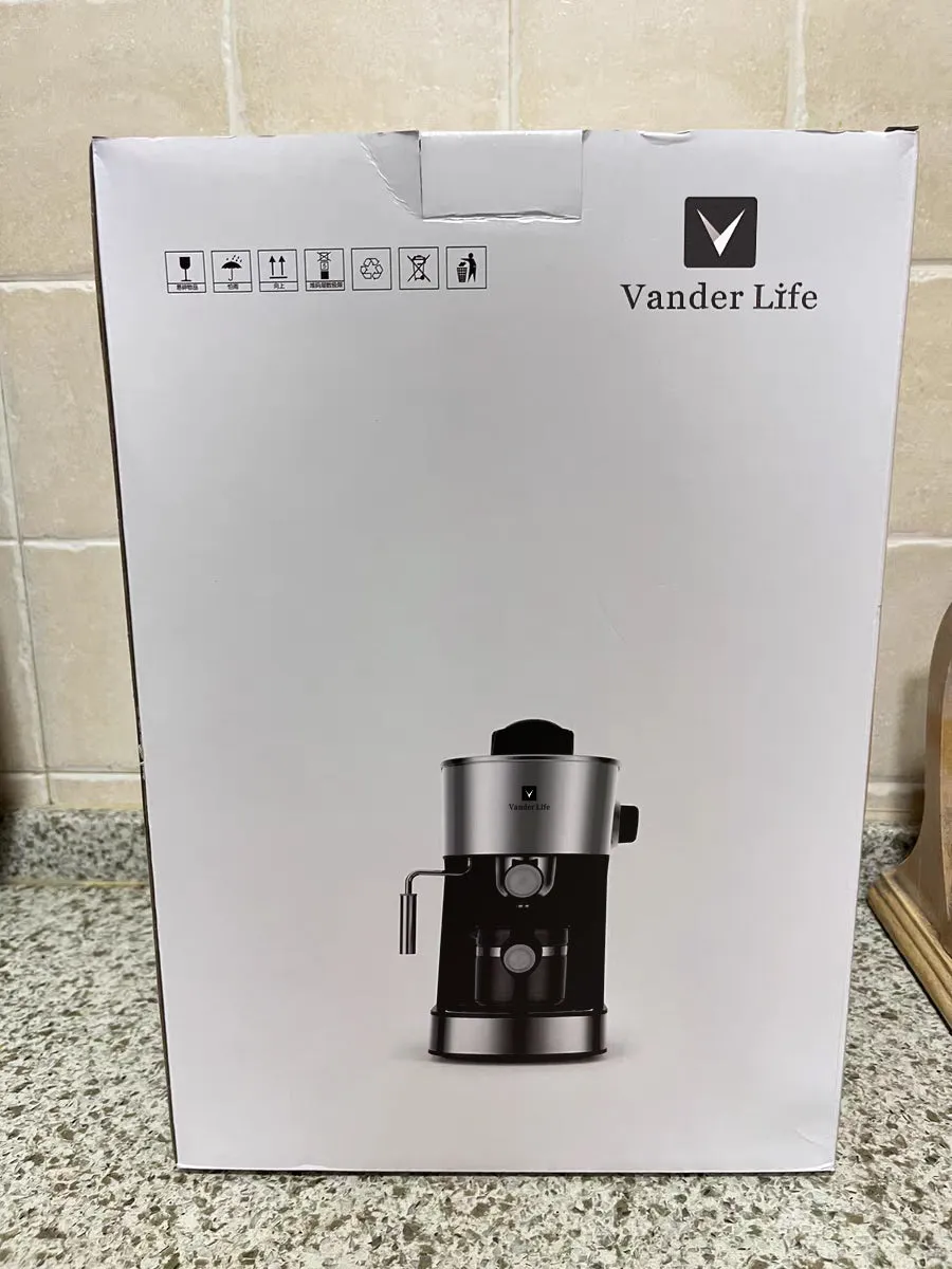 V VANDER LIFE coffee pot, integrated coffee brewer, polished silver