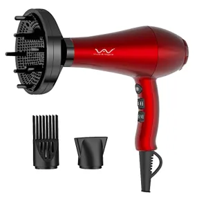 VAV Professional Ionic Hair Dryer, 1875W Far Infrared Blow Dryer, Lightweight Salon Hair Dryers, 2 Speed 3 Heating Settings with Diffuser & Concentrator & Comb Gift for Girls & Women