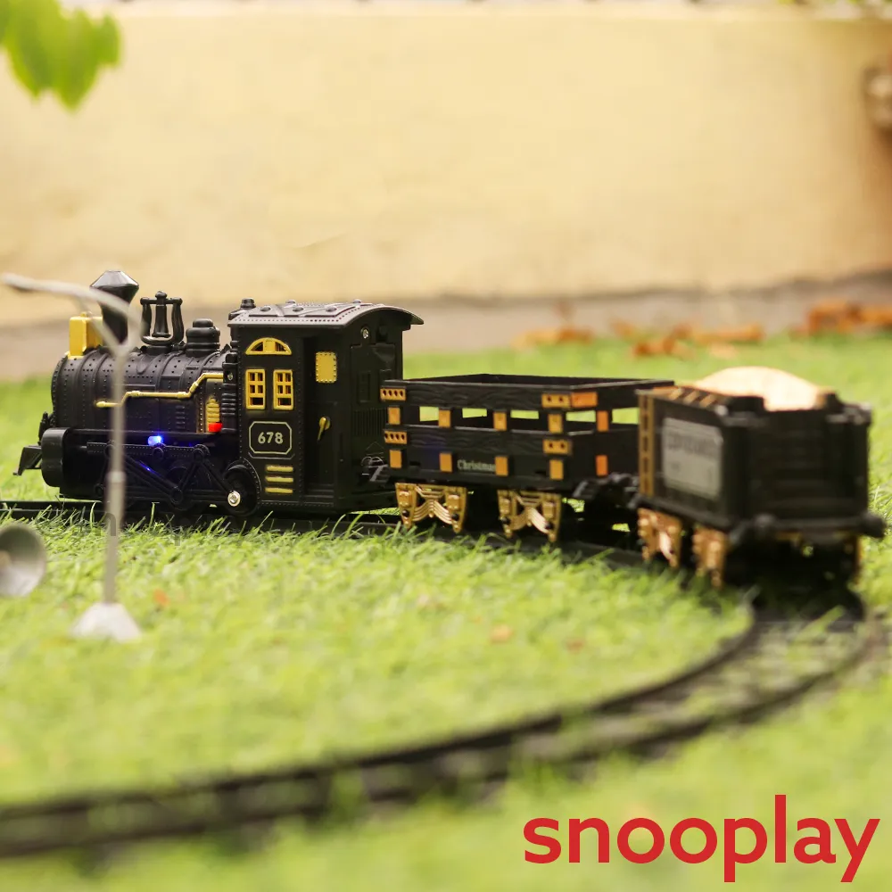 Vintage Army Toy Train Set with Smoke, Sound & Lights (Battery Operated)