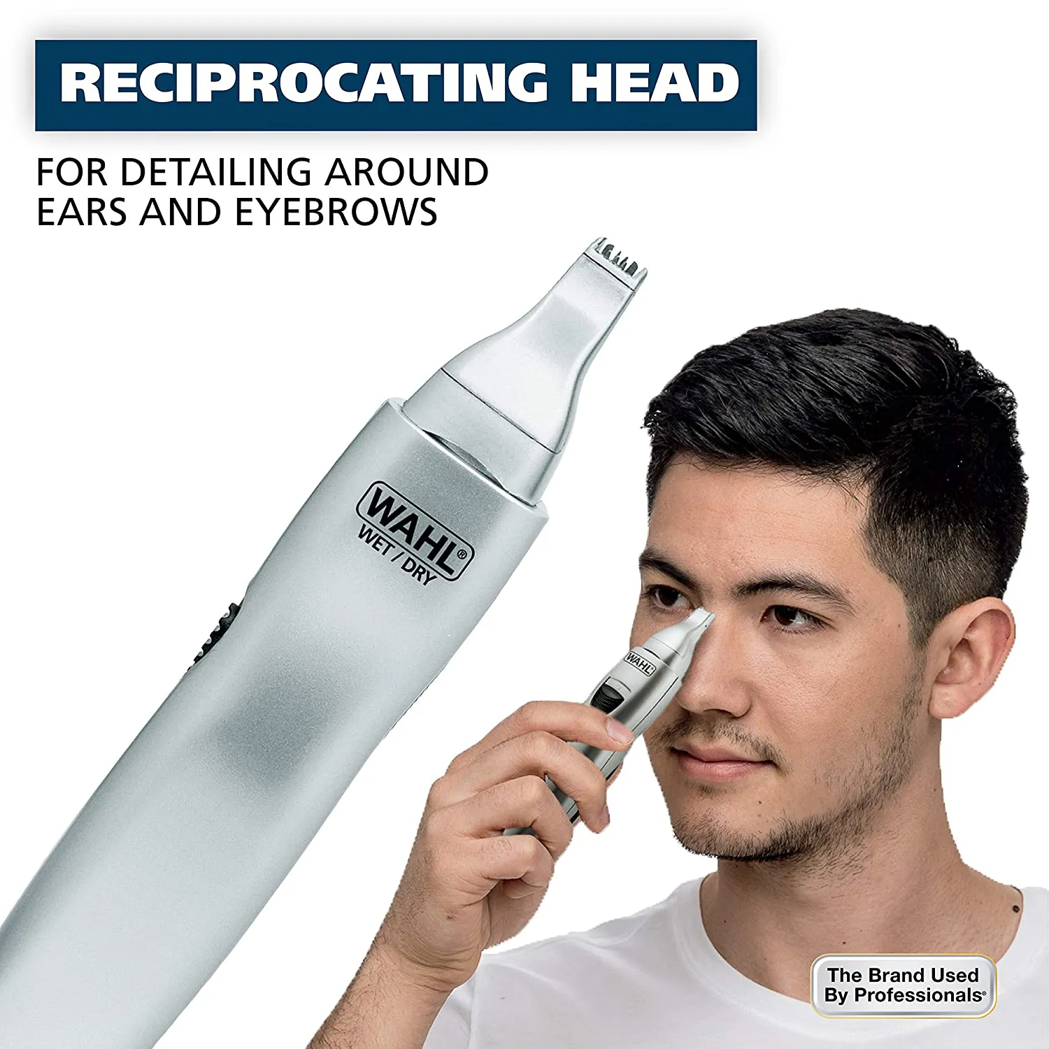 Wahl Ear, Nose, & Brow Trimmer Clipper – Painless Eyebrow & Facial Hair Trimmer for Men & Women, Battery Included Electric Groomer – Model 5545-400