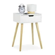 Wooden World Bedside Table with Drawer, End Table, Sofa Side Table for Living Room, Bedroom, Drawing Room, Etc. (White)