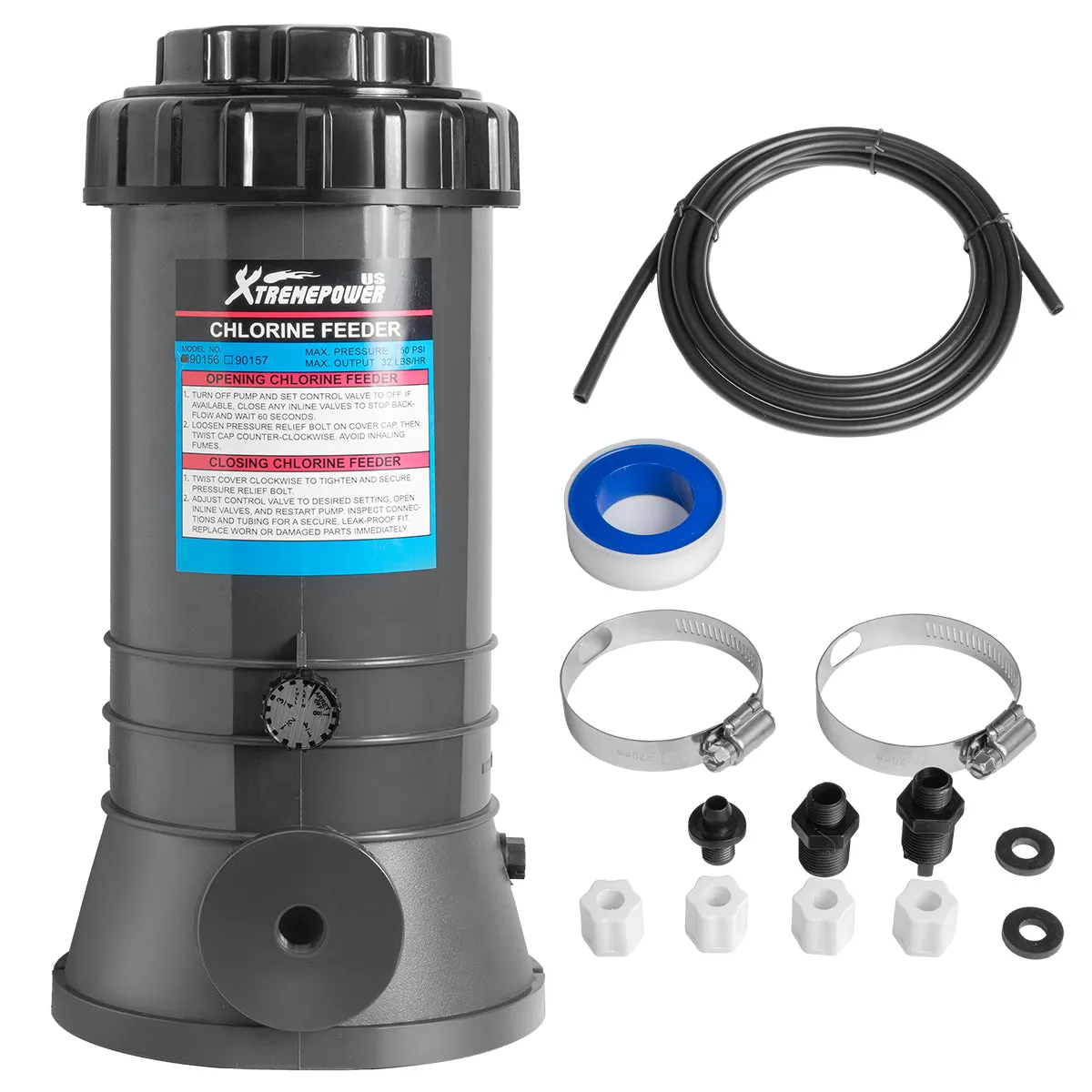 XtremepowerUS Automatic Chlorinator Feeder for Above Ground Pools & In-Ground Pools Off-Line - Dispenser Holds 9LBS Includes Installation Kit