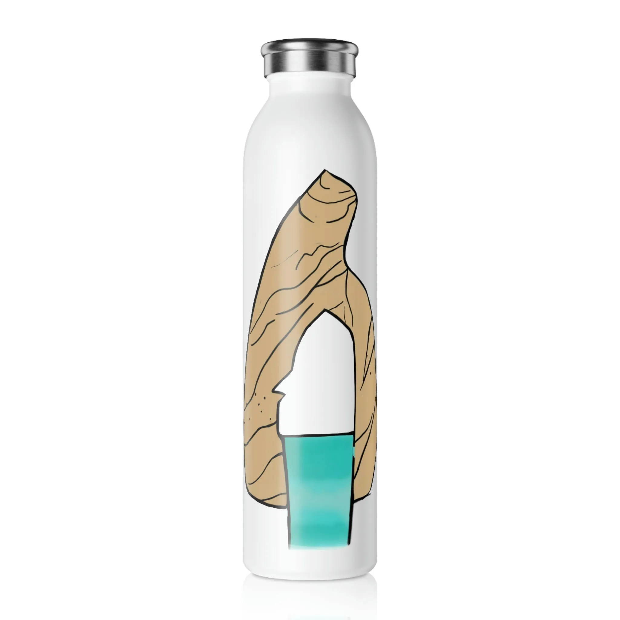 Yellow Rock with Water Slim Water Bottle